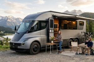 Tesla Semi motorhome concept featuring a futuristic electric truck design
