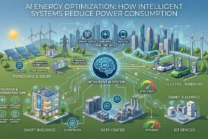 AI-powered energy optimization system reducing power consumption in a smart building